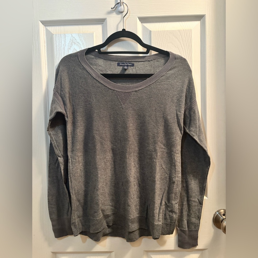 American Eagle Outfitters Women's Gray Scoop Neck Sweater